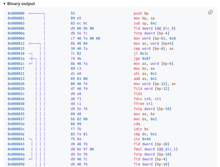 Screenshot of C Compiler in TypeScript